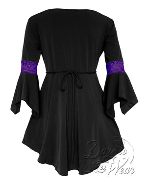 Dare Fashion Renaissance Long sleeve top F05 BlackPurpleB Victorian Gothic Corset Blouse