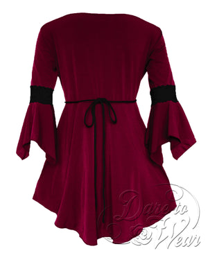 Dare Fashion Renaissance Long sleeve top F05 BurgundyB Victorian Gothic Corset Blouse