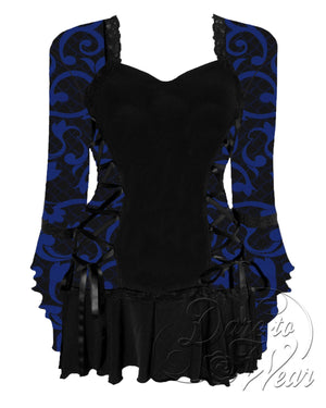 Dare Fashion Bolero Top F29 BlueIris Victorian Steampunk Lace Corset Blouse