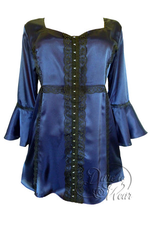 Dare To Wear Victorian Gothic Women's Plus Size Enchanted Top in Ink