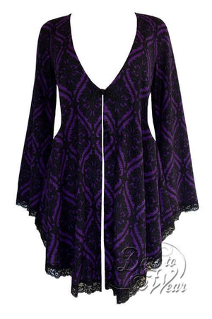 Dare To Wear Victorian Gothic Women's Plus Size Embrace Corset Sweater Purple Tarot