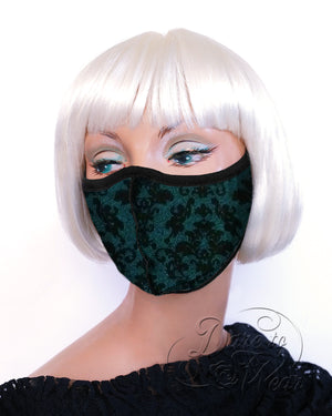 Myriad in Cypress | Forest Green Tweed Victorian Print Mask