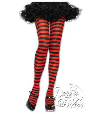 Dare Fashion Sorceress Witch  AT01 Red Black Striped Tights Gothic Witch Cosplay