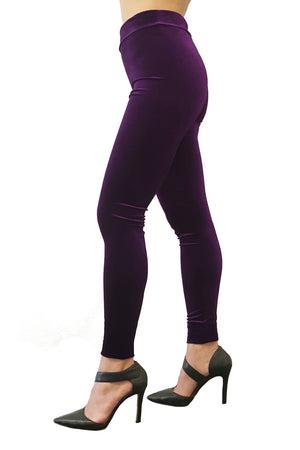 Luxury Leggings in Purple Velvet