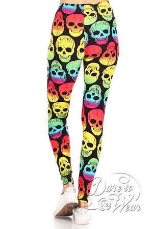 Peached Leggings in Grateful Head | Psychedelic Rainbow Skull Tights Back