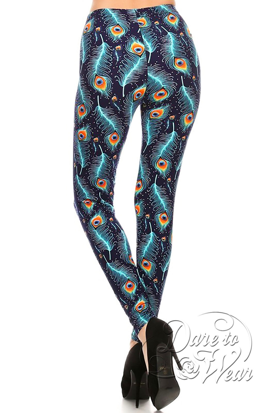 Peached Leggings in Peacock  Blue Green Turquoise Feather Tights - Dare  Fashion Globe