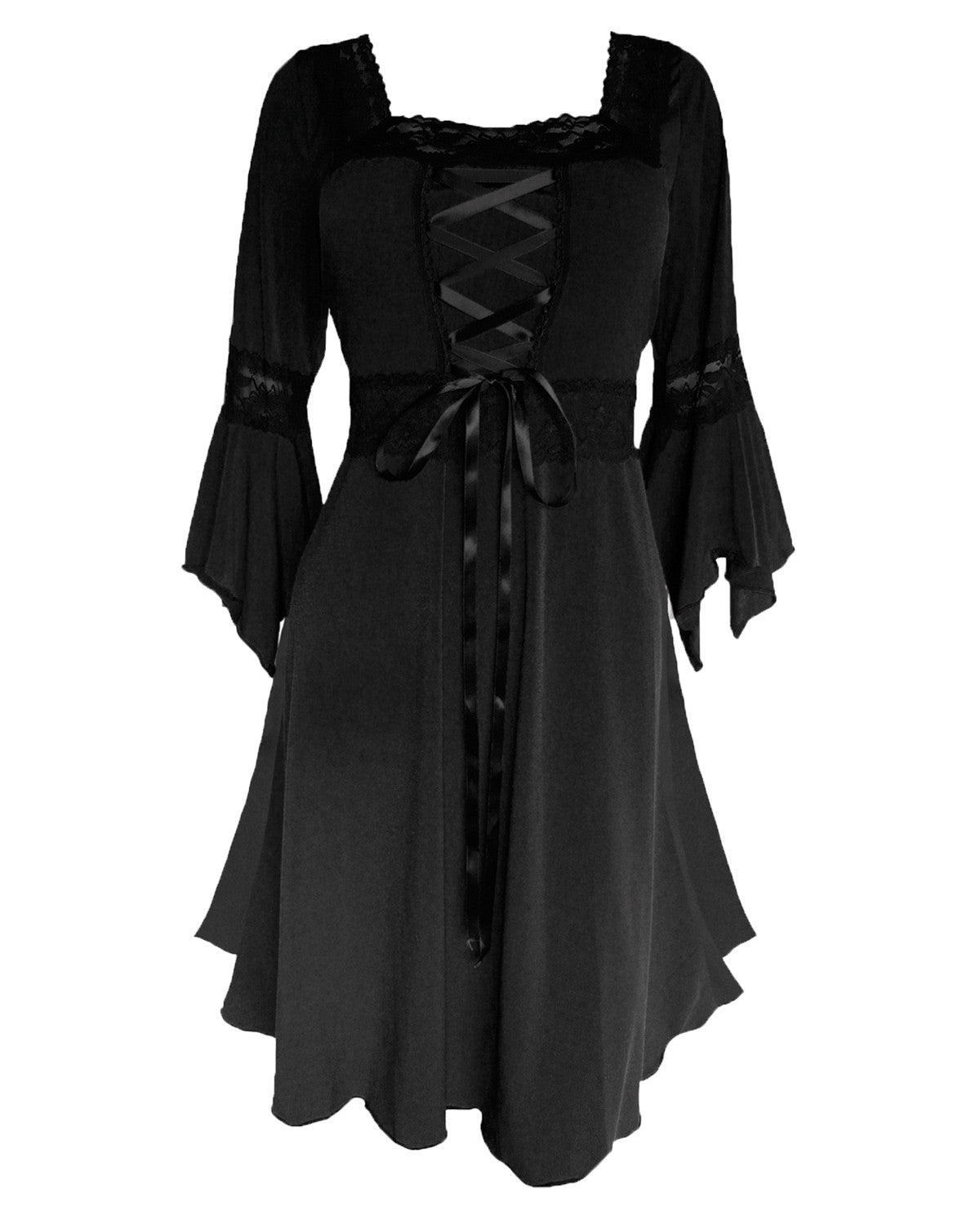 Lace Plus Size Wiccan Clothing Sorceress Witch Costume With Black Renaissance Dress, Orange Dare Fashion Globe Lace Plus Size Wiccan Clothing Sorceress Witch Costume With Black Renaissance Dress, Orange Dare Fashion Globe