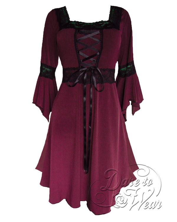 Renaissance Dress in Burgundy | Maroon Gothic Vampire Corset Gown