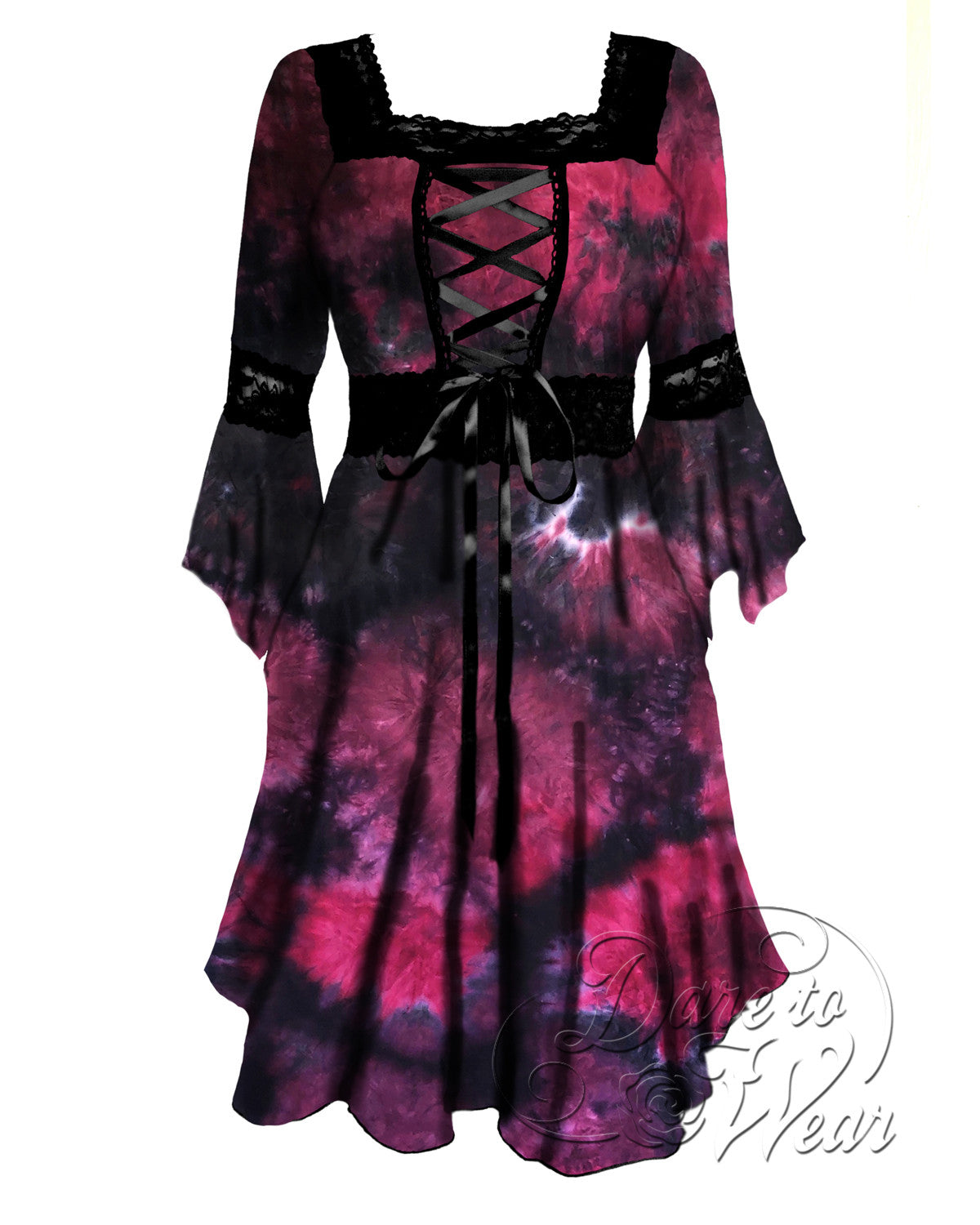 Renaissance Dress in Heartache  Blood Red Black Gothic Tie-dye Corset Gown  - Dare Fashion Globe