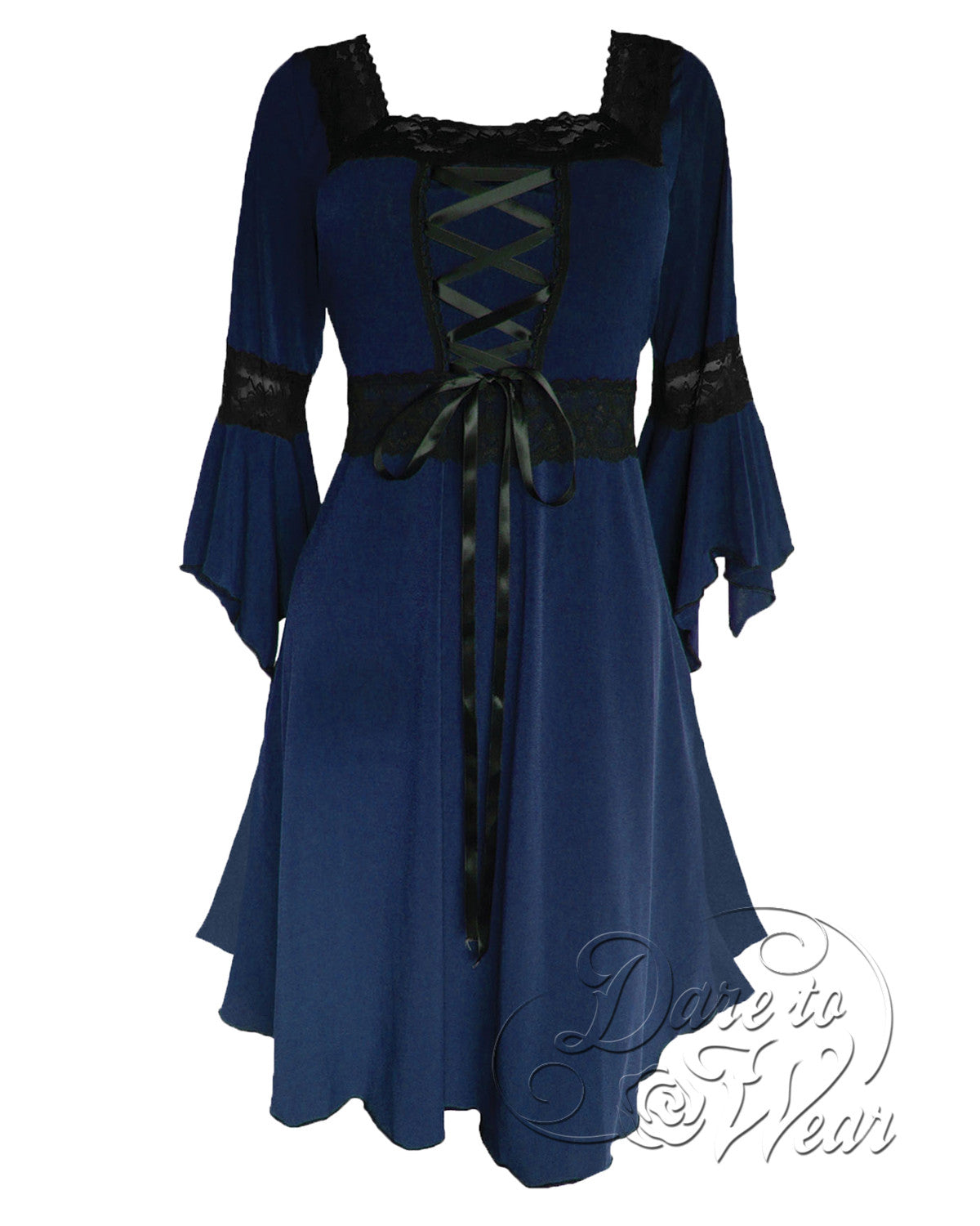 Renaissance Dress in Midnight Indigo Blue Gothic Victorian