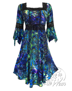 Renaissance Dress in Peacock | Paisley Boho Hippie Gypsy Corset Gown