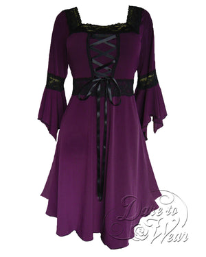 Dare Fashion Magick Witch  D01 Plum Renaissance Gothic Witch Dress Gown