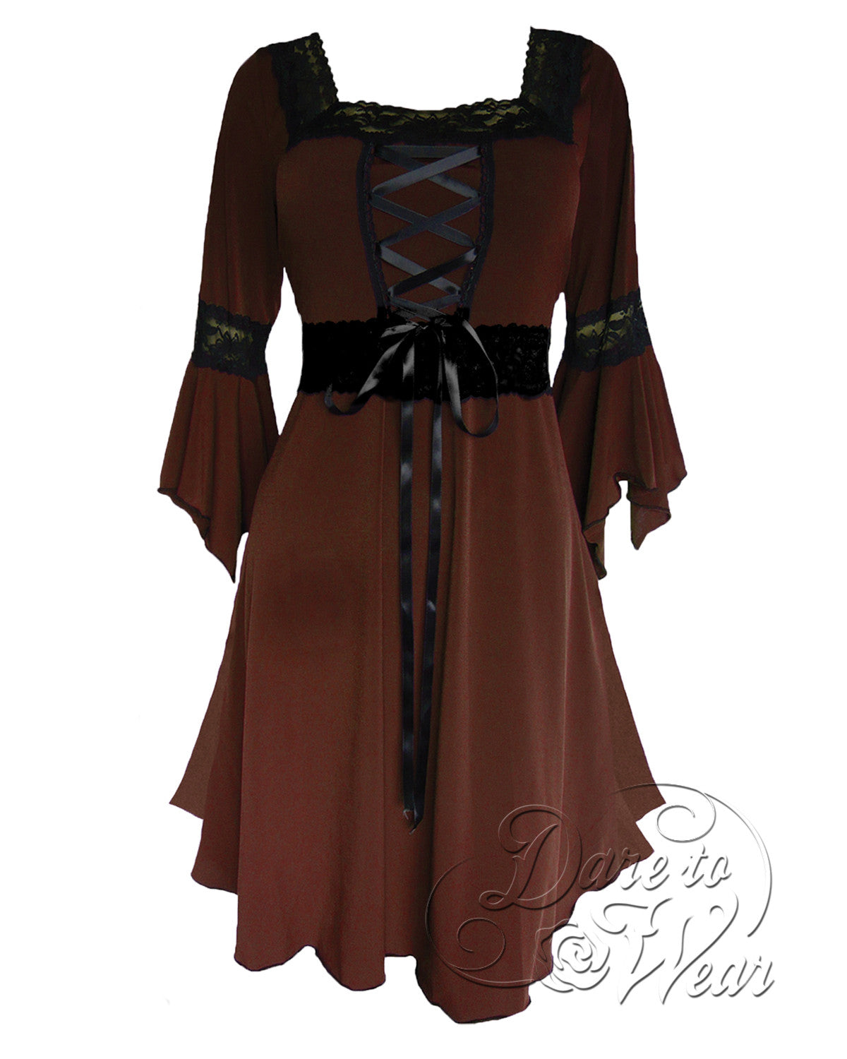 Renaissance Dress in Walnut  Dark Brown Steampunk Victorian Corset Gown -  Dare Fashion Globe