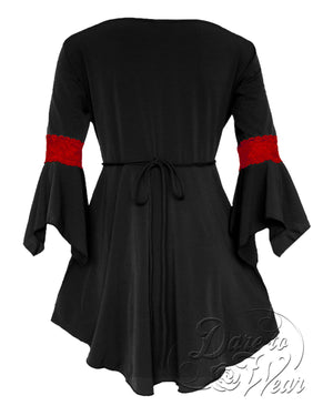 Dare Fashion Renaissance Long sleeve top F05 BlackRedB Victorian Gothic Corset Blouse