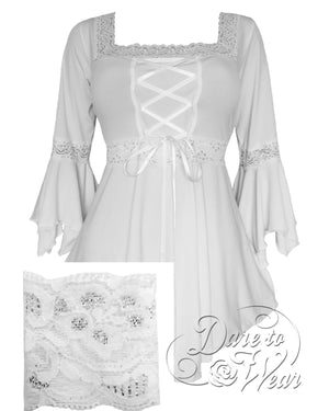 Dare Fashion Renaissance Long sleeve top F05 Snowflake Victorian Gothic Corset Blouse