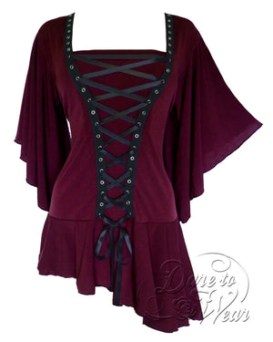 Dare Fashion Alchemy Long sleeve top F27 Garnet Gothic Steampunk Asymmetric Corset Shirt