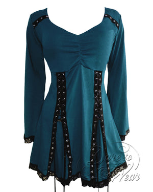 Dare Fashion Electra Long sleeve top F30 Dark Teal Steampunk Gothic Cosplay Pirate Tunic