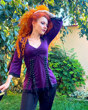 Dare Fashion Electra Long sleeve top F30 Mulberry MJ Steampunk Gothic Cosplay Pirate Shirt