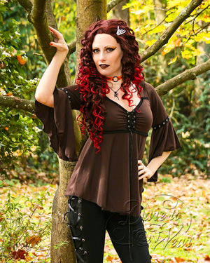 Dare Fashion Ophelia Long sleeve top F34 Walnut LACTree Medieval Steampunk Pirate Shirt