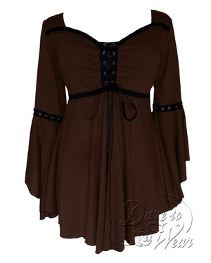 Dare Fashion Ophelia Long sleeve top F34 Walnut Medieval Steampunk Renaissance Pirate Shirt