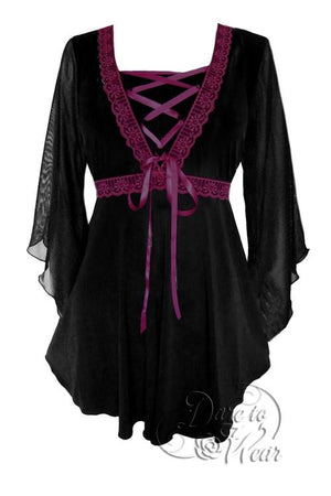 Bewitched Top in Black/Burgundy