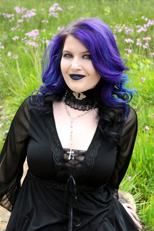 Model in Dare to Wear Bewitched Corset Top in Black/Black