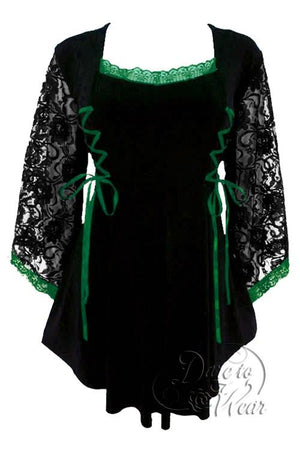 Dare To Wear Victorian Gothic Boho Women's Plus Size Anastasia Corset Top Black/Emerald