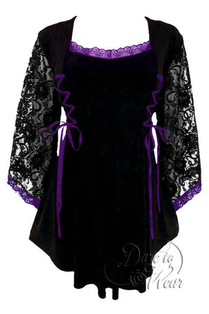 Dare To Wear Victorian Gothic Women's Plus Size Anastasia Corset Top Black/Purple