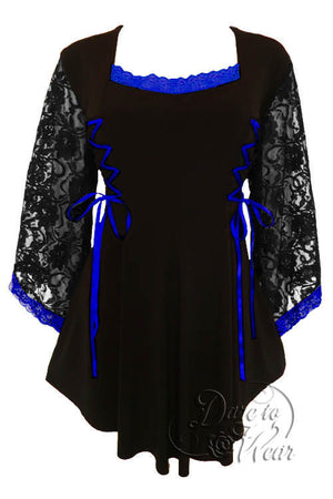 Dare To Wear Victorian Gothic Women's Plus Size Anastasia Corset Top Black/Royal