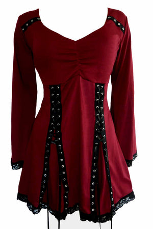 Dare to Wear Victorian Gothic Steampunk Electra Corset Top in Garnet Red