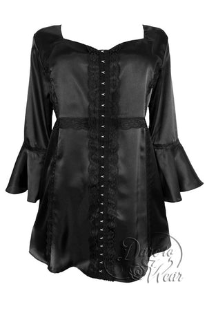 Dare To Wear Victorian Gothic Women's Plus Size Enchanted Top in Onyx