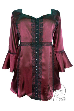 Dare To Wear Victorian Gothic Women's Plus Size Enchanted Top in Ruby