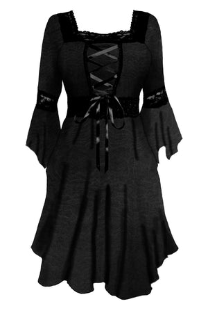 Dare to Wear Victorian Gothic Renaissance Corset Dress, Black Rain