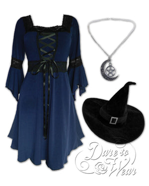 Dare Fashion Magick Witch  H01 Midnight Renaissance Witch Costume Gothic Cosplay