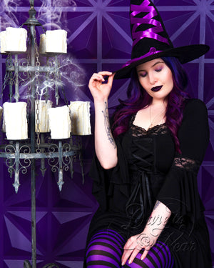 Dare Fashion Sorceress Witch  H02 Purple SSTip Renaissance Gothic Witch Dress Cosplay