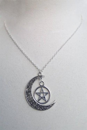 Crescent Moon and Pentagram Necklace