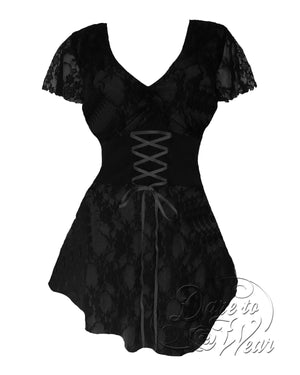 Dare Fashion Sweetheart Top S09 Black Victorian Gothic Corset Chemise