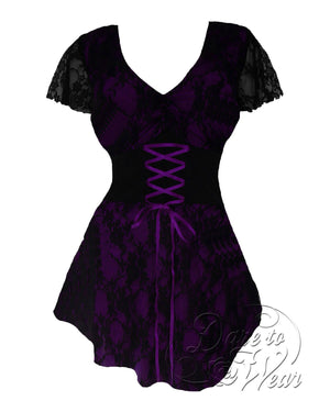 Dare Fashion Sweetheart Top S09 Purple Victorian Gothic Corset Chemise