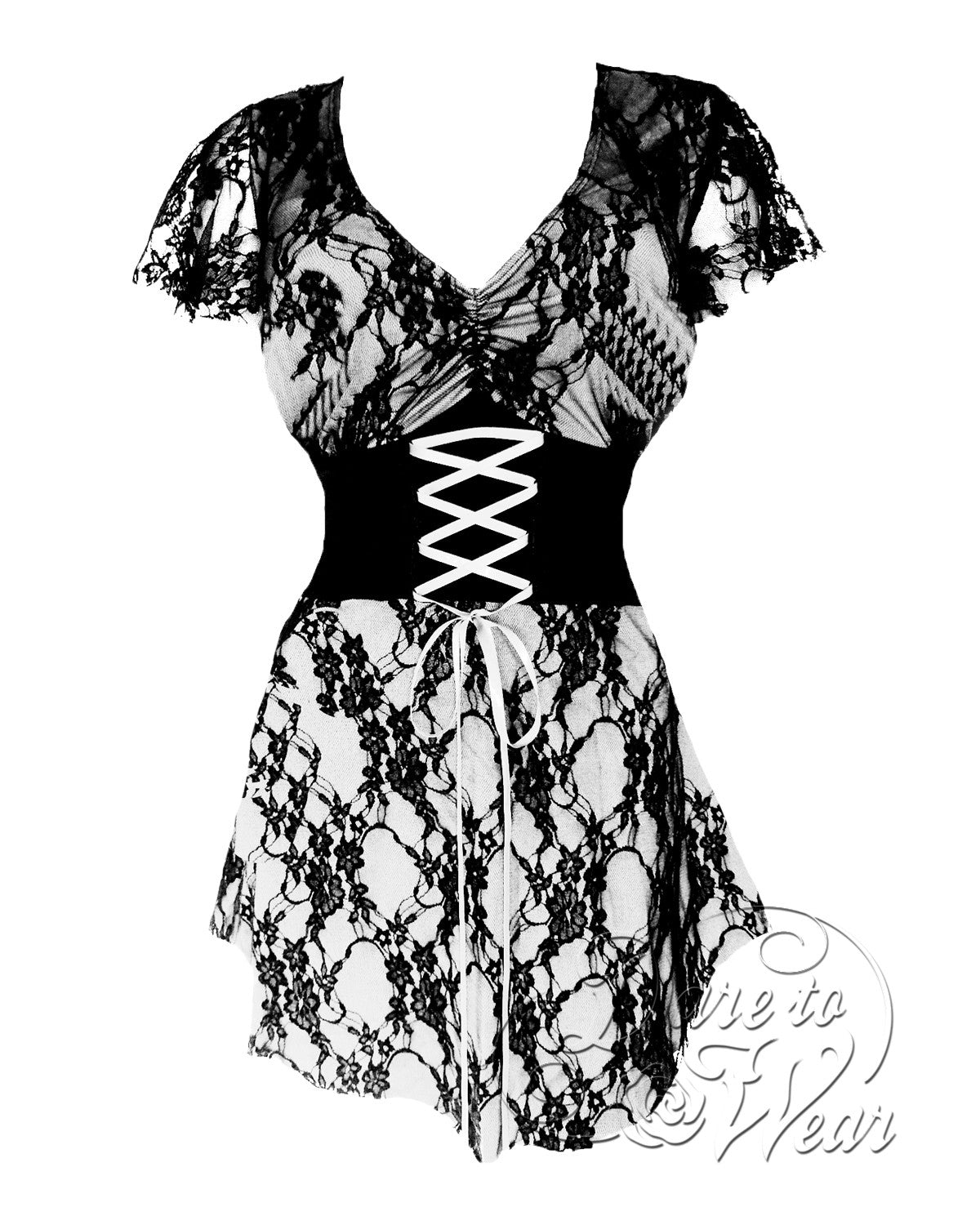 Vaacodor Black & White Victorian Patterned Corset