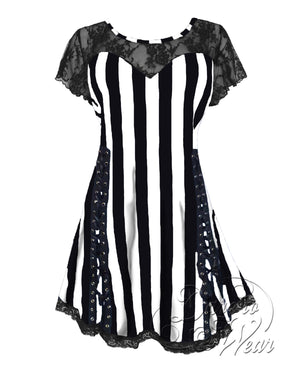 Dare Fashion Roxanne Short sleeve top S44 Beetlejuice Gothic Steampunk Lace Corset Top