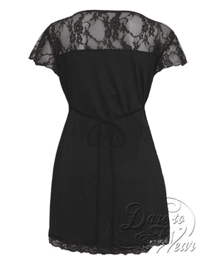 Dare Fashion Roxanne Short sleeve top S44 BlackB Gothic Steampunk Lace Corset Top