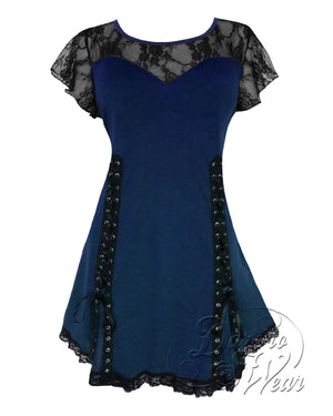 Dare Fashion Roxanne Short sleeve top S44 Midnight Gothic Steampunk Lace Corset Top