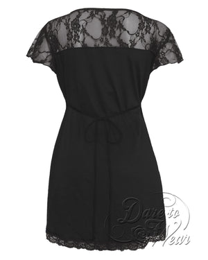 Dare Fashion Roxann Short sleeve top S46 BlackB Gothic Steampunk Lace Corset Top