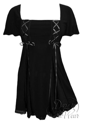 Dare To Wear Victorian Gothic Women's Gemini Princess S/S Corset Top Black