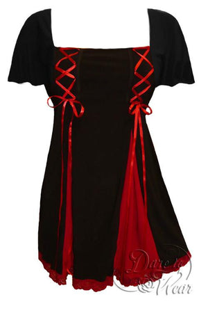 Dare To Wear Victorian Gothic Women's Gemini Princess S/S Corset Top Black/Red