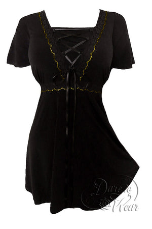 Dare To Wear Victorian Gothic Women's Plus Size Angel Corset Top Black