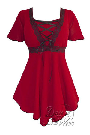 Dare To Wear Victorian Gothic Women's Plus Size Angel Corset Top Scarlet/Black