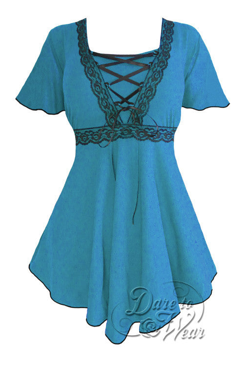 Angel Top in Turquoise/Black - Dare Fashion Globe