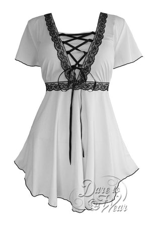 Dare To Wear Victorian Gothic Women's Plus Size Angel Corset Top White/Black