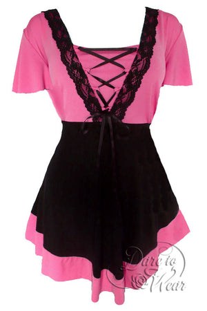 Dare To Wear Victorian Gothic Women's Plus Size Eye Candy Corset Top Bubble Gum